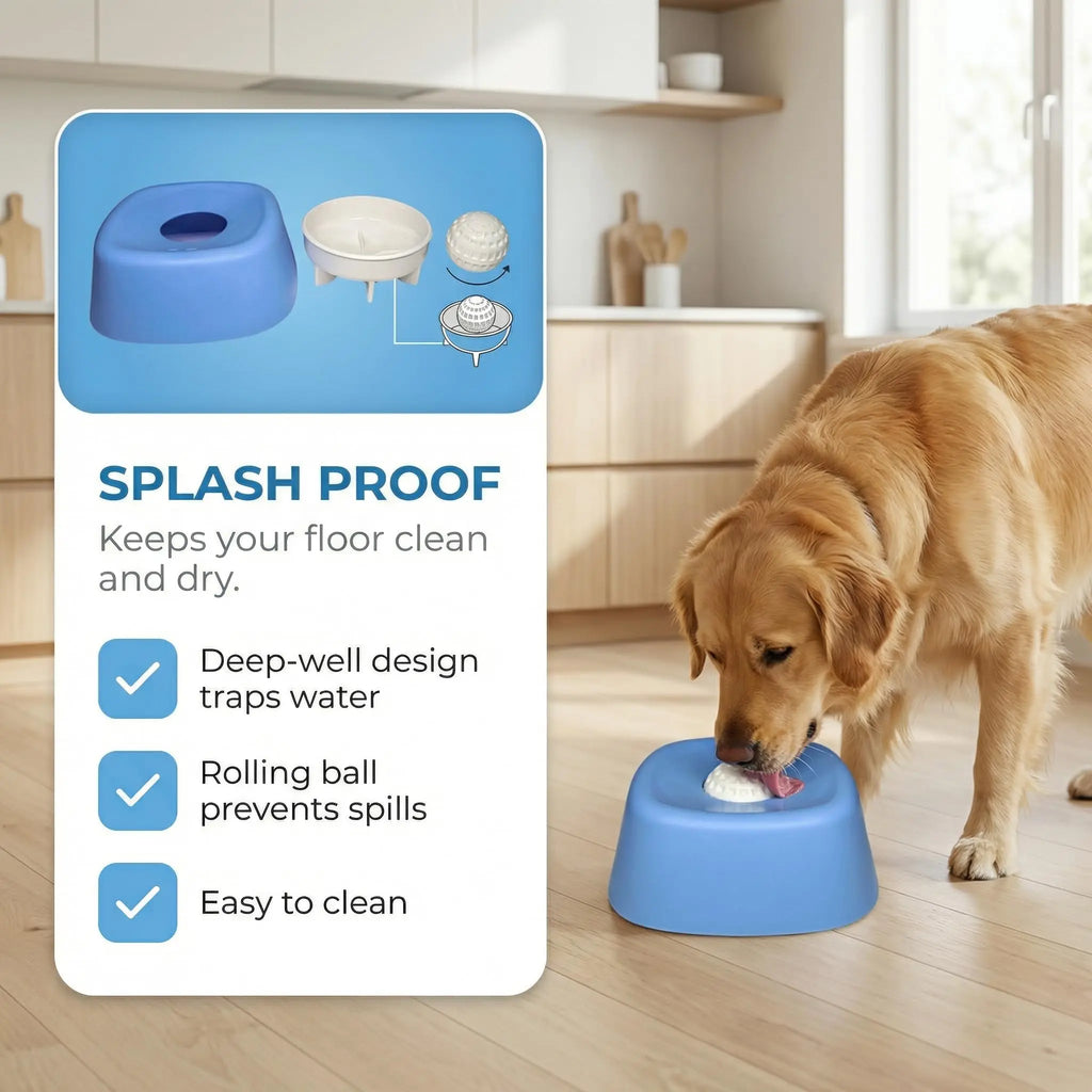 Dog lick Bowl Slow Feeder Dog Bowl for Liquid with Rolling Ball Interactive Lick Bowl AntiSlip for Wet Food Water Treat Lick Toy