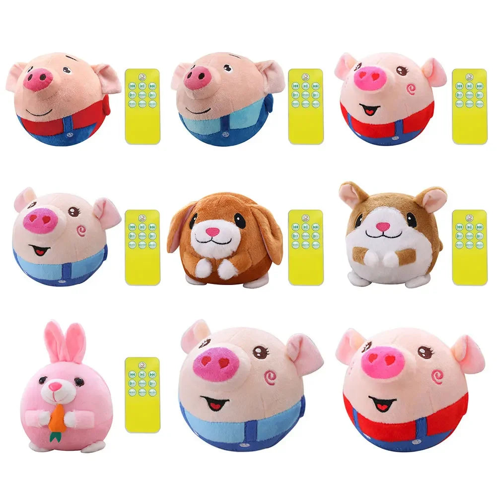 Electronic Pet Dog Toy Ball Pet Bouncing Jump Ball Music Vibration Bite Puppy Ball Interactive Dog Chewing Moving Plush Doll Toy