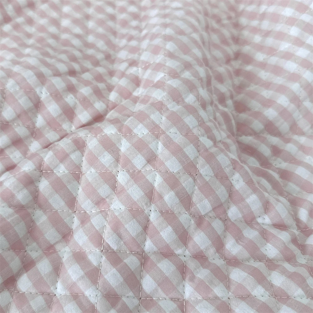 145x50cm Quilted Cotton Padded Composite Fabric Clothing Lining Pet Clothes Inner Fabric Color-Block Plaid Cushion Sewing Cloth