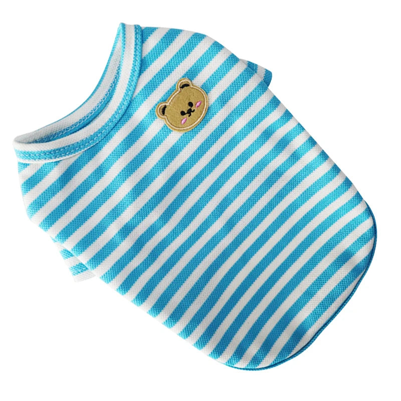 Summer Pet Clothes for Small Dogs Fashion Dog Shirt Bear Print Puppy Thin Shirt Cute Cat Strip Vest Chihuahua Clothes Pet Shirt
