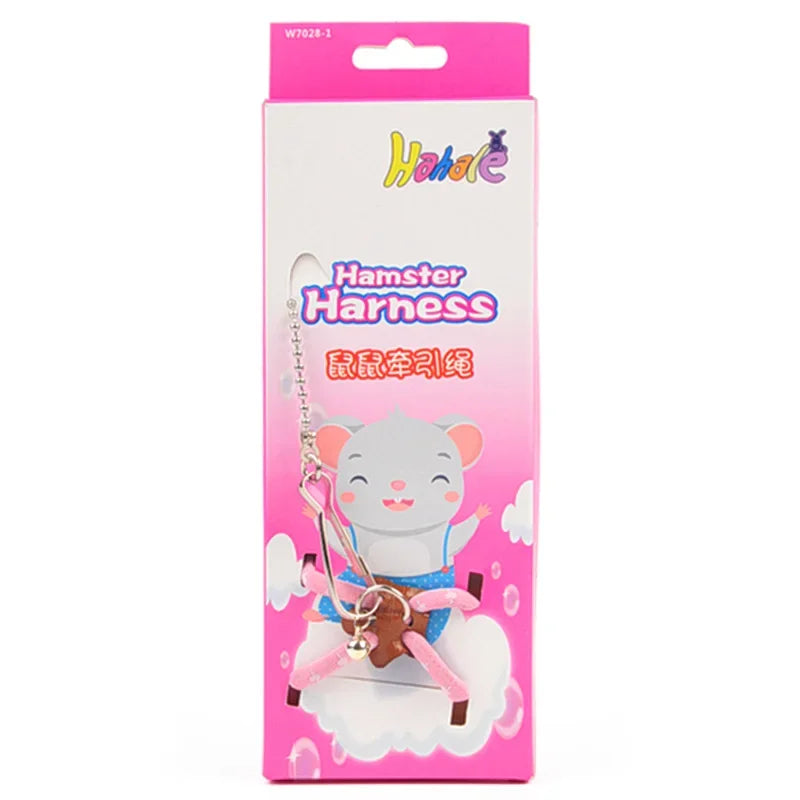Pet Adjustable Soft Harness Bell Leash Set Mouse Hamster Ferrets Rat Pet Pig Leash Hamster Harness Rope Anti-bite Pet Walking