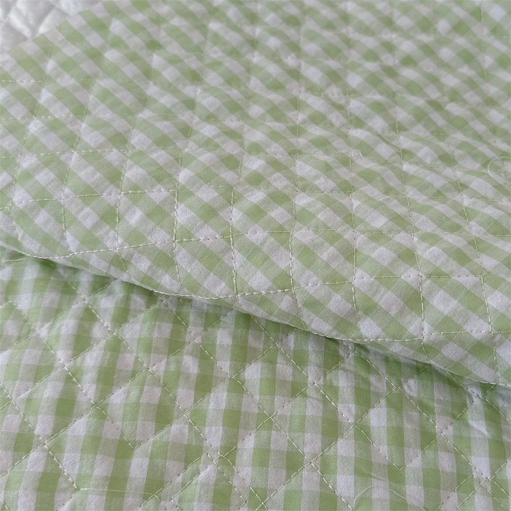145x50cm Quilted Cotton Padded Composite Fabric Clothing Lining Pet Clothes Inner Fabric Color-Block Plaid Cushion Sewing Cloth