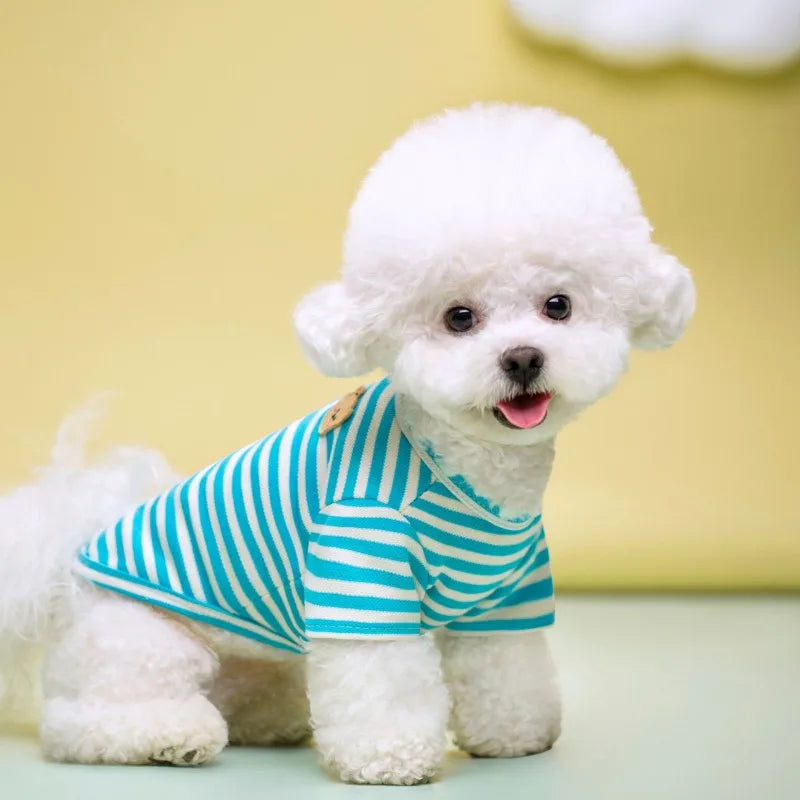 Summer Pet Clothes for Small Dogs Fashion Dog Shirt Bear Print Puppy Thin Shirt Cute Cat Strip Vest Chihuahua Clothes Pet Shirt