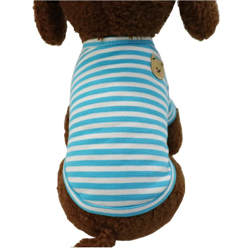 Summer Pet Clothes for Small Dogs Fashion Dog Shirt Bear Print Puppy Thin Shirt Cute Cat Strip Vest Chihuahua Clothes Pet Shirt