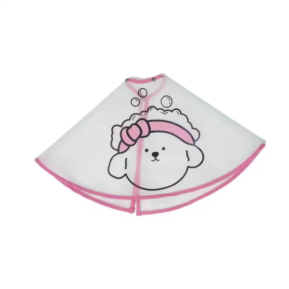 Adjustable Pet Cloak Cartoon Print Transparent Pet Haircut Cape Polyester Waterproof Pets Clothes Cloak For Dogs Cats Tear Stain