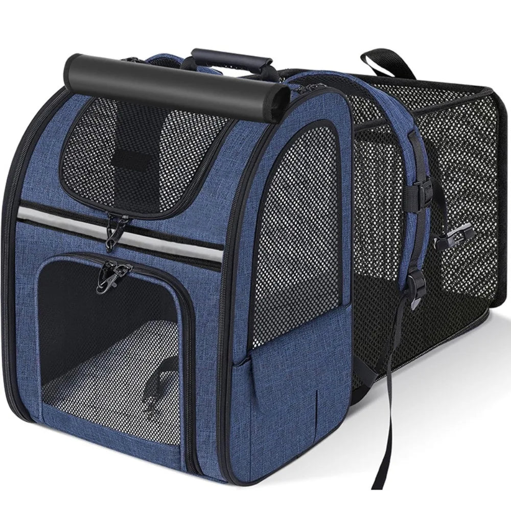 Large Capacity Pet Carrier Backpack Foldable Breathable Portable Puppy Backpack Adjustable Pet Travel Bag Hiking Adventure