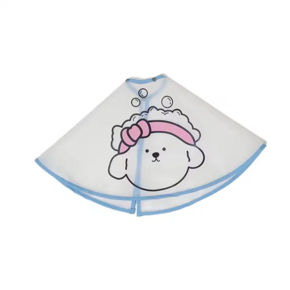 Adjustable Pet Cloak Cartoon Print Transparent Pet Haircut Cape Polyester Waterproof Pets Clothes Cloak For Dogs Cats Tear Stain