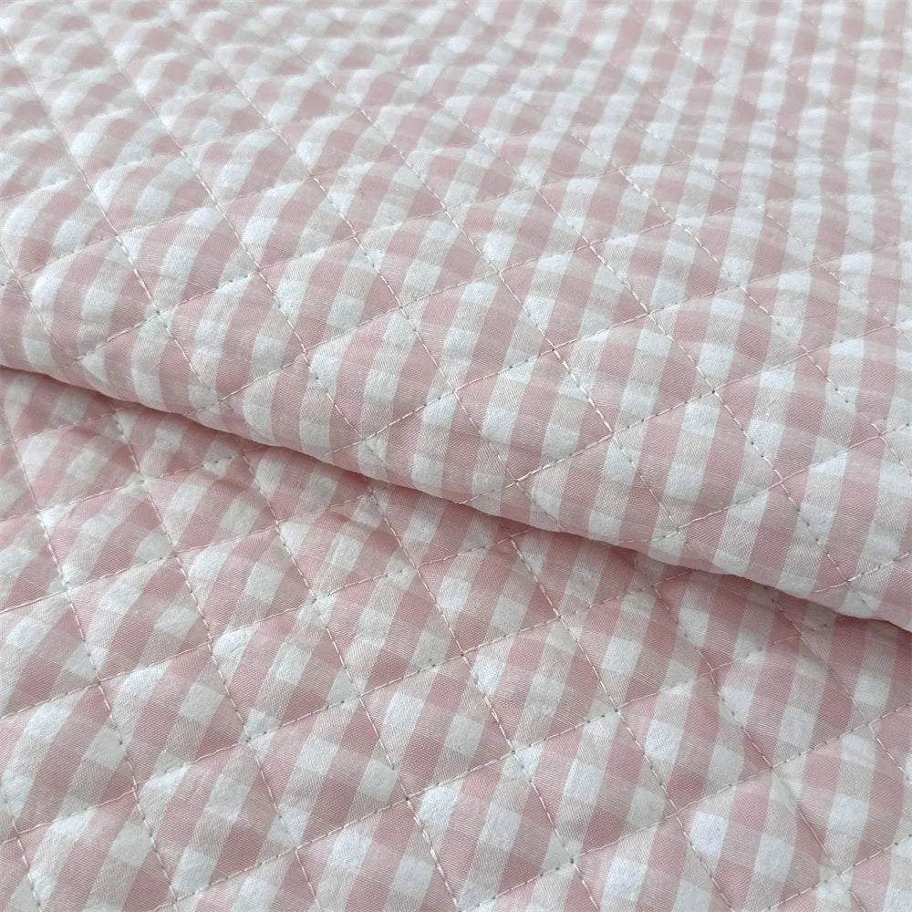 145x50cm Quilted Cotton Padded Composite Fabric Clothing Lining Pet Clothes Inner Fabric Color-Block Plaid Cushion Sewing Cloth