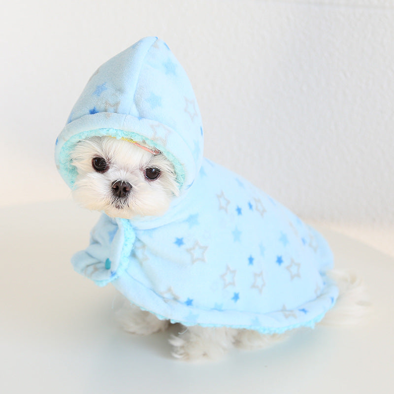 Pet Cloak Pajama Autumn and Winter Thickened Cotton Clothes Dog Cloak Teddy Pet Clothes Household Dog Clothes Dog Jacket