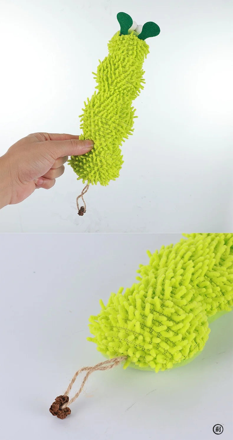 Cat plush toy pet amusing cat to relieve boredom interactive scratch-resistant and bite-resistant green animal toy