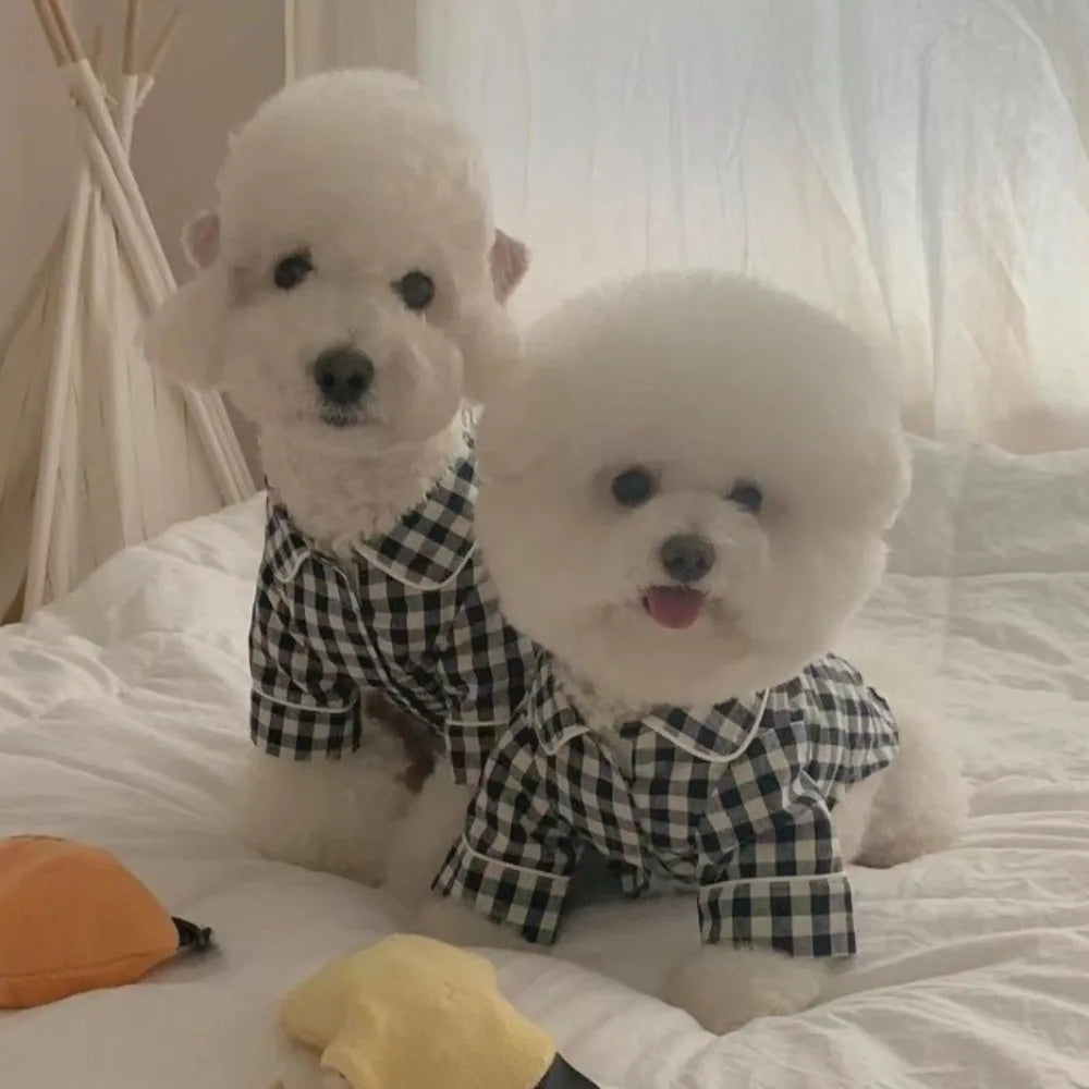 Pet Decoration Comfortable Ins Plaid Shirts Pet Clothing Elegant Fashion Dogs Pajamas Costume Cute Cat Dog Clothes Proposal