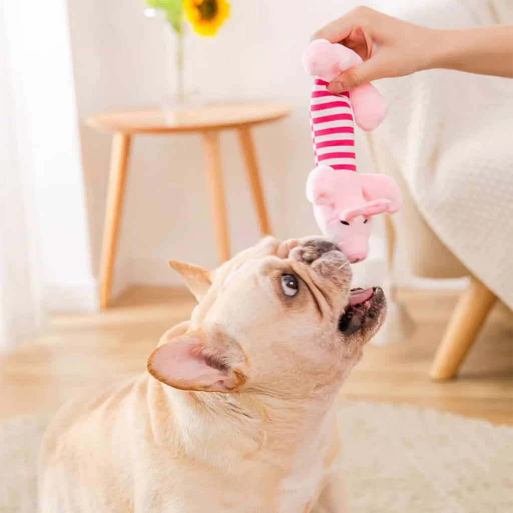 Pet Dogs, Cats, Plush Cartoon Embroidery, Bite Resistant and Stress Relieving, Ducks, Pigs, Elephants, Cute Vocalizations Toys