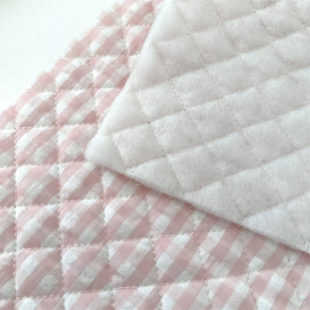 145x50cm Quilted Cotton Padded Composite Fabric Clothing Lining Pet Clothes Inner Fabric Color-Block Plaid Cushion Sewing Cloth