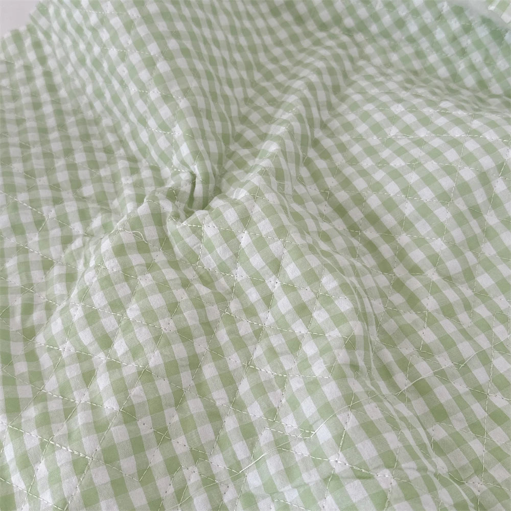145x50cm Quilted Cotton Padded Composite Fabric Clothing Lining Pet Clothes Inner Fabric Color-Block Plaid Cushion Sewing Cloth