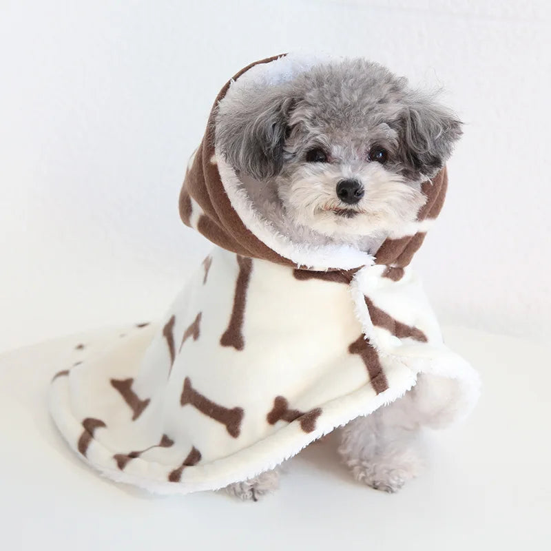 Pet Cloak Pajama Autumn and Winter Thickened Cotton Clothes Dog Cloak Teddy Pet Clothes Household Dog Clothes Dog Jacket