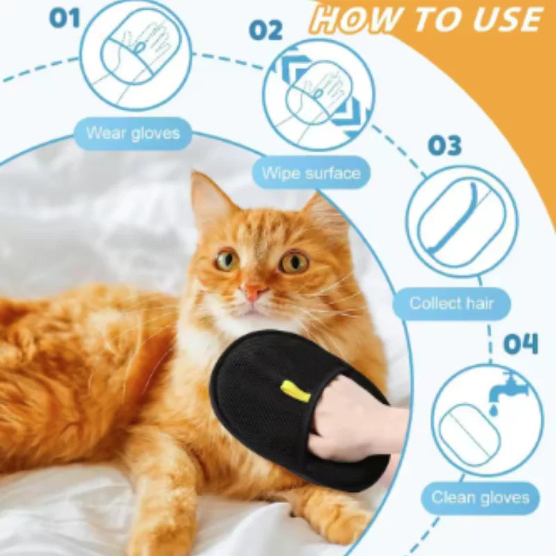 Pet Grooming Gloves for Dogs And Cats Hair Remover Brush Kitten Cleaning Glove Sofa Carpet Clothes Pet Hair Removal Pet Supplies