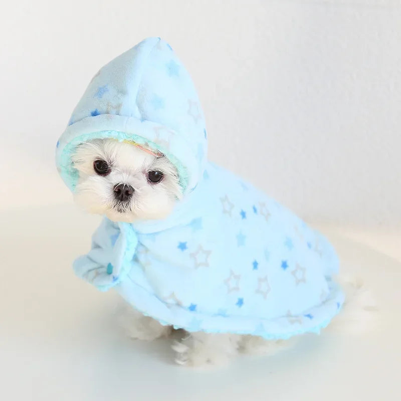 Pet Cloak Pajama Autumn and Winter Thickened Cotton Clothes Dog Cloak Teddy Pet Clothes Household Dog Clothes Dog Jacket