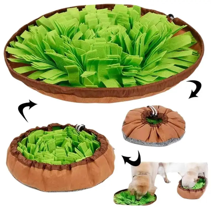 【E】Pet Snuffle Mat For Dogs, Interactive Feed Game For Boredom, Encourages Natural Foraging Skills For Cats Dogs Bowl Travel Use
