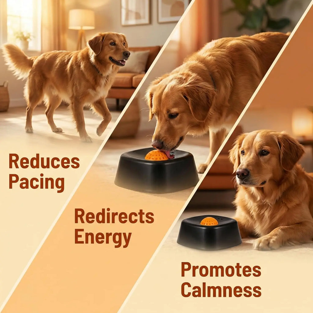 Dog lick Bowl Slow Feeder Dog Bowl for Liquid with Rolling Ball Interactive Lick Bowl AntiSlip for Wet Food Water Treat Lick Toy