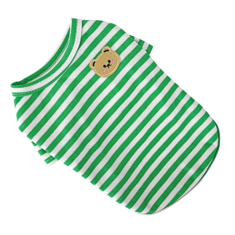 Summer Pet Clothes for Small Dogs Fashion Dog Shirt Bear Print Puppy Thin Shirt Cute Cat Strip Vest Chihuahua Clothes Pet Shirt