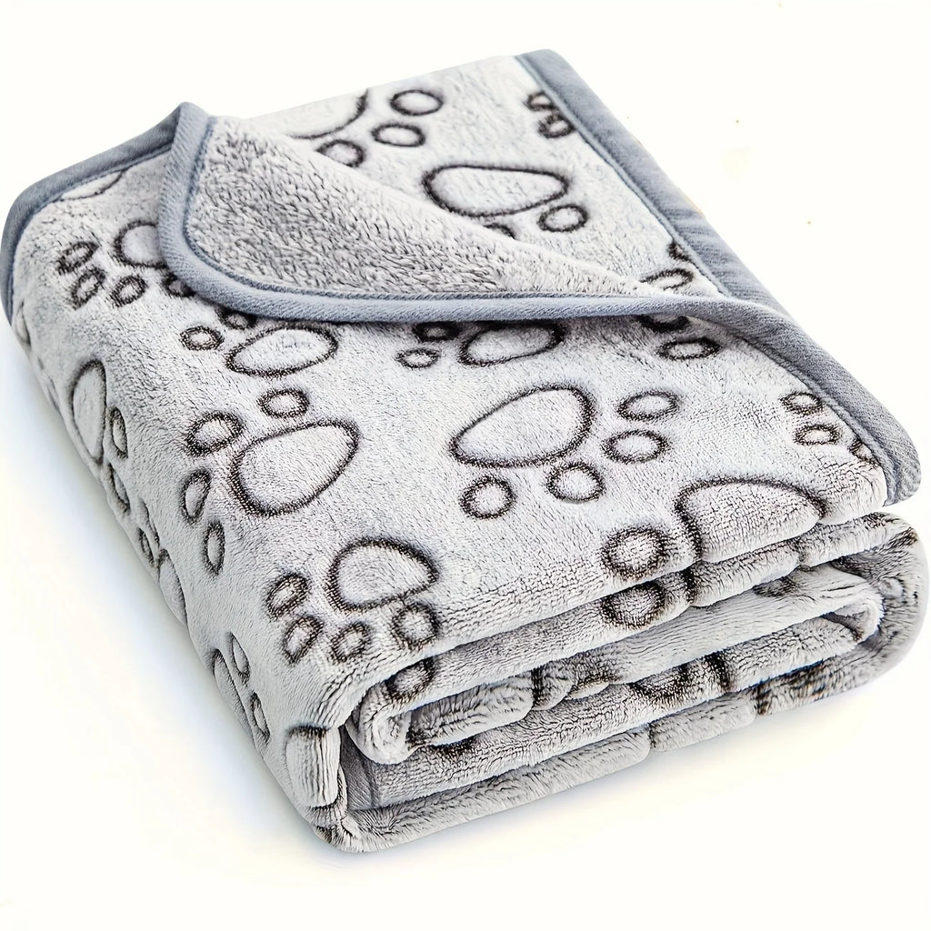 Pet Blanket to Keep Warm, Cut Flower Footprint Blanket, Cat and Dog Mat, Flannel Embossed Pet Blanket