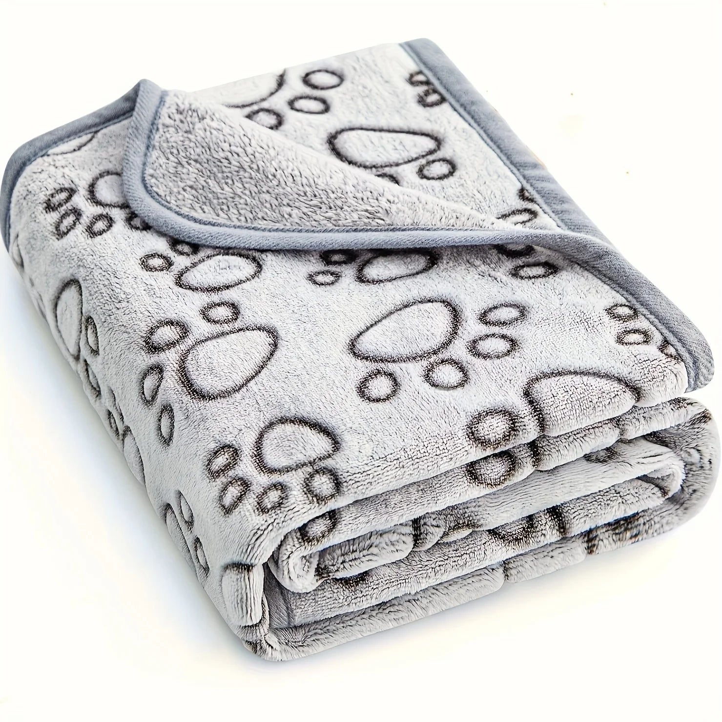 Pet Blanket to Keep Warm, Cut Flower Footprint Blanket, Cat and Dog Mat, Flannel Embossed Pet Blanket