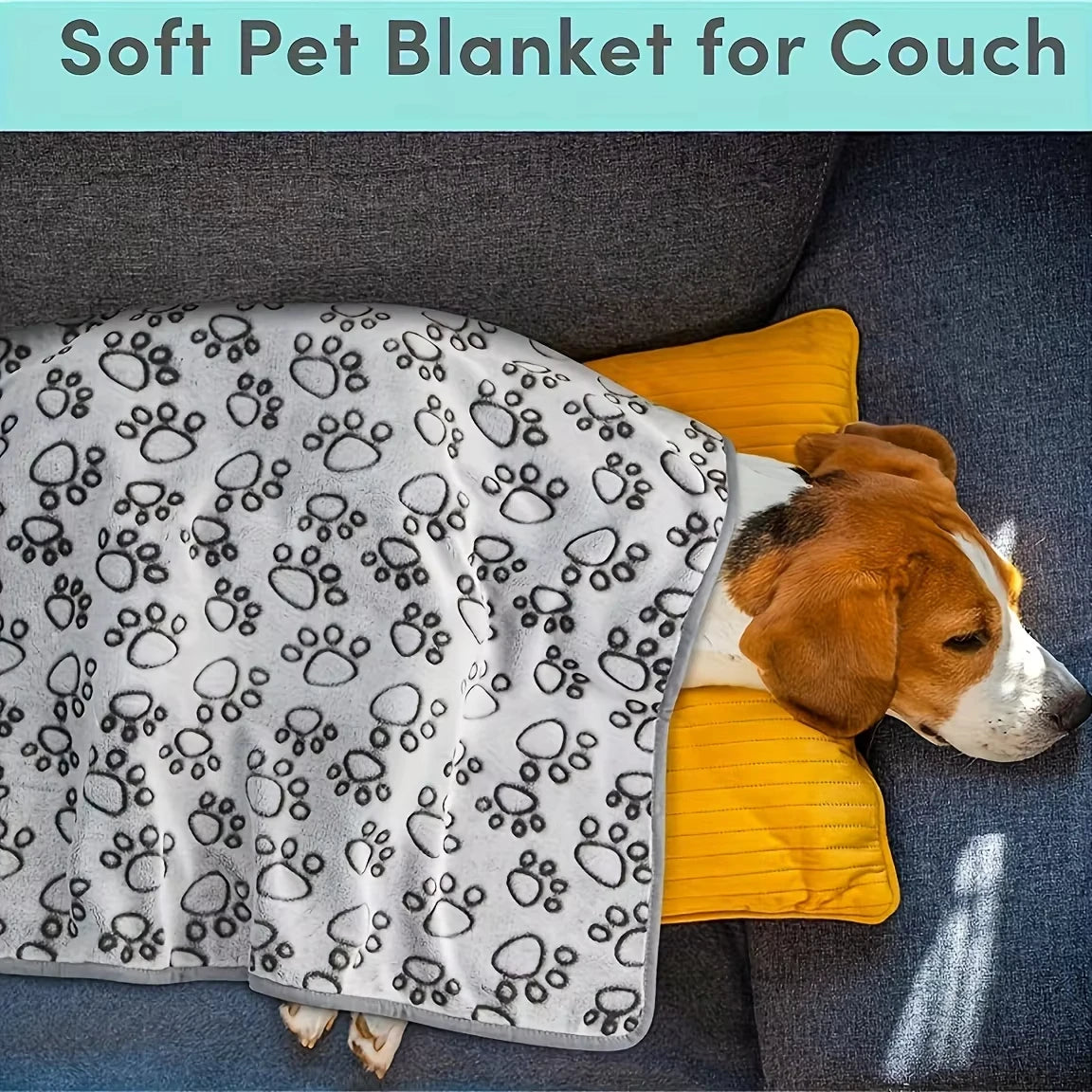 Pet Blanket to Keep Warm, Cut Flower Footprint Blanket, Cat and Dog Mat, Flannel Embossed Pet Blanket