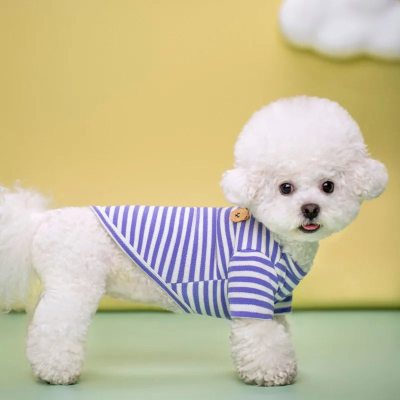 Summer Pet Clothes for Small Dogs Fashion Dog Shirt Bear Print Puppy Thin Shirt Cute Cat Strip Vest Chihuahua Clothes Pet Shirt
