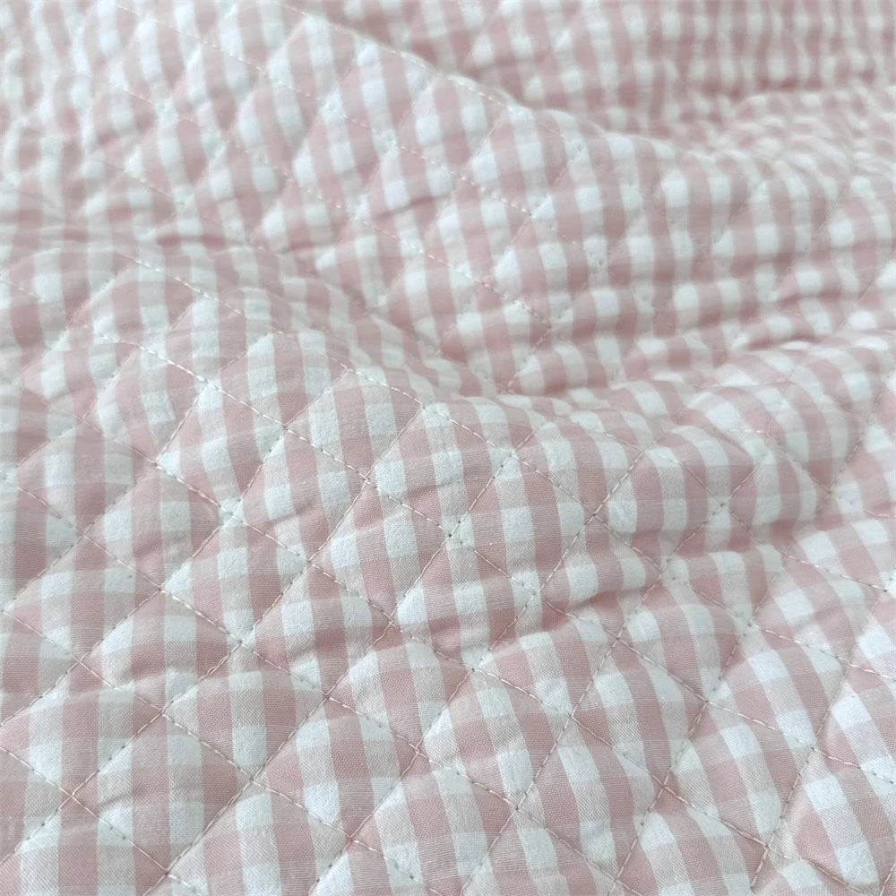 145x50cm Quilted Cotton Padded Composite Fabric Clothing Lining Pet Clothes Inner Fabric Color-Block Plaid Cushion Sewing Cloth