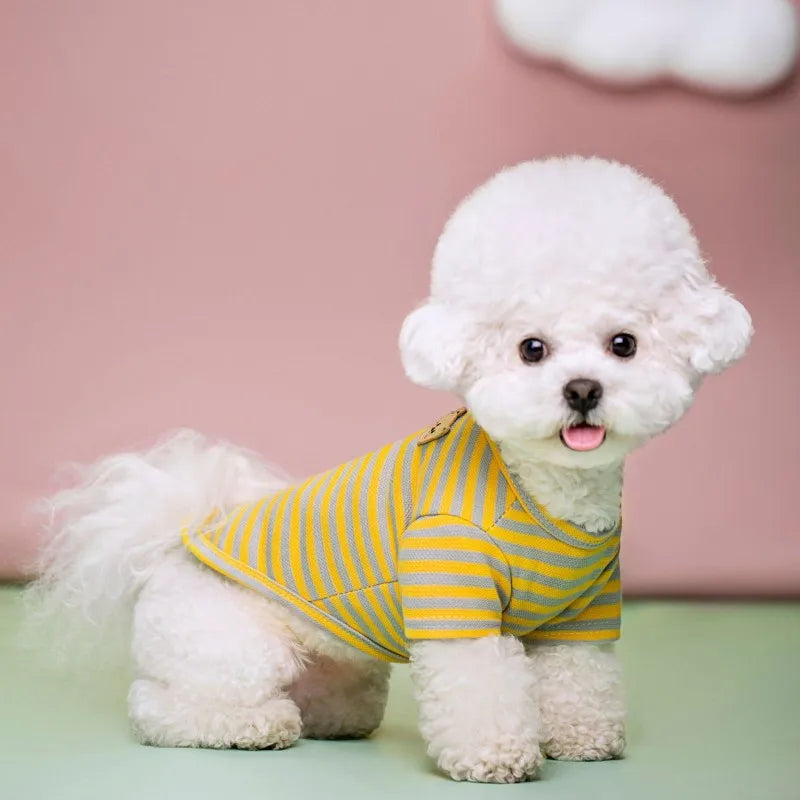 Summer Pet Clothes for Small Dogs Fashion Dog Shirt Bear Print Puppy Thin Shirt Cute Cat Strip Vest Chihuahua Clothes Pet Shirt