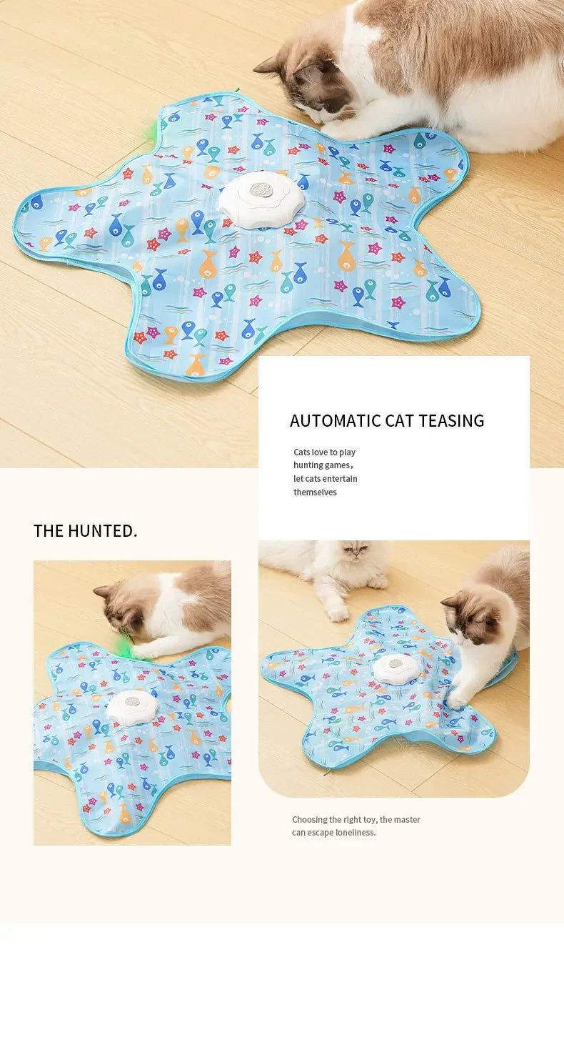 Cat Toys Interactive Hide and Seek Cat Toy with Mouse Squeaky Motion Activated Moving Concealed Feathers Kitten Teaser Toy