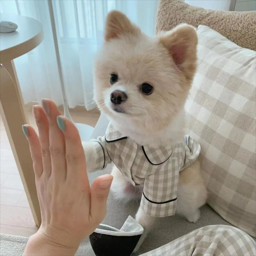 Pet Decoration Comfortable Ins Plaid Shirts Pet Clothing Elegant Fashion Dogs Pajamas Costume Cute Cat Dog Clothes Proposal