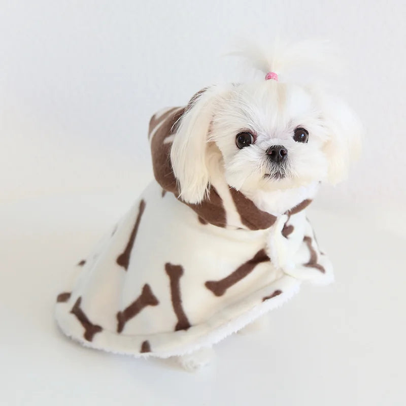 Pet Cloak Pajama Autumn and Winter Thickened Cotton Clothes Dog Cloak Teddy Pet Clothes Household Dog Clothes Dog Jacket
